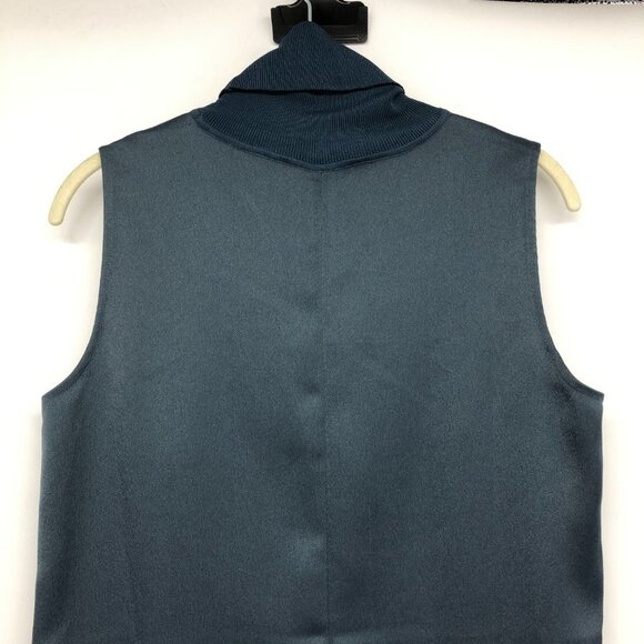 Club Monaco Navy Blue Jourdan satin Mockneck sleeveless Dress size 0 - Picture 9 of 16